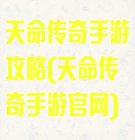 天命传奇手游攻略(天命传奇手游官网)