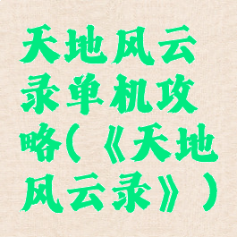 天地风云录单机攻略(《天地风云录》)