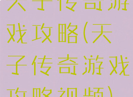 天子传奇游戏攻略(天子传奇游戏攻略视频)