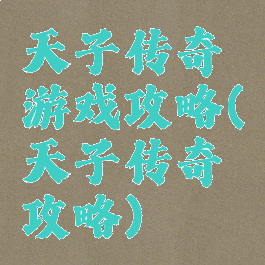 天子传奇游戏攻略(天子传奇攻略)