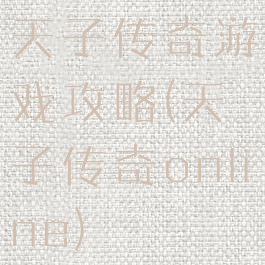 天子传奇游戏攻略(天子传奇online)