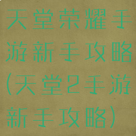 天堂荣耀手游新手攻略(天堂2手游新手攻略)