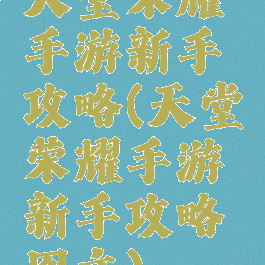 天堂荣耀手游新手攻略(天堂荣耀手游新手攻略图文)