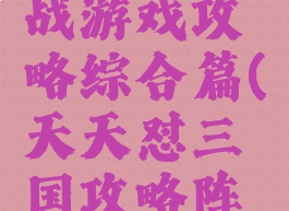 天天三国战游戏攻略综合篇(天天怼三国攻略阵容)