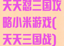 天天怼三国攻略小米游戏(天天三国战)
