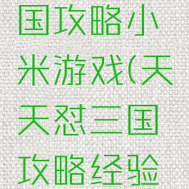 天天怼三国攻略小米游戏(天天怼三国攻略经验心得)