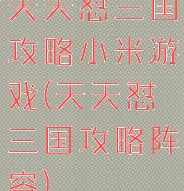 天天怼三国攻略小米游戏(天天怼三国攻略阵容)