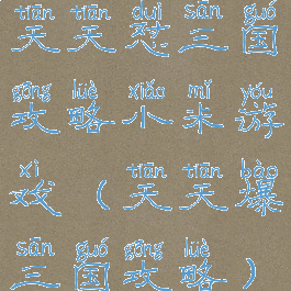 天天怼三国攻略小米游戏(天天爆三国攻略)