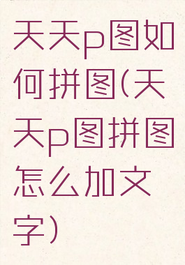 天天p图如何拼图(天天p图拼图怎么加文字)
