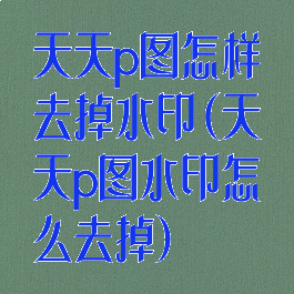 天天p图怎样去掉水印(天天p图水印怎么去掉)