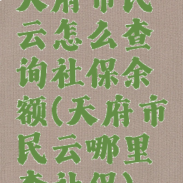 天府市民云怎么查询社保余额(天府市民云哪里查社保)
