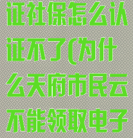 天府市民云认证社保怎么认证不了(为什么天府市民云不能领取电子社保卡)