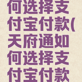 天府通如何选择支付宝付款(天府通如何选择支付宝付款渠道)