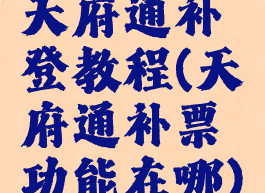 天府通补登教程(天府通补票功能在哪)