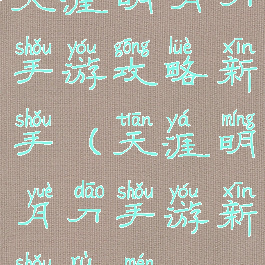 天涯明月刀手游攻略新手(天涯明月刀手游新手入门)