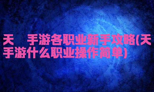 天谕手游各职业新手攻略(天谕手游什么职业操作简单)