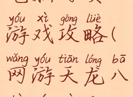 天龙八部电脑网页游戏攻略(网游天龙八部游戏攻略大全)