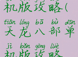 天龙八部单机版攻略(天龙八部单机版攻略全线详细)