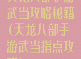 天龙八部手游武当攻略秘籍(天龙八部手游武当指点攻略)