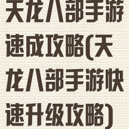 天龙八部手游速成攻略(天龙八部手游快速升级攻略)