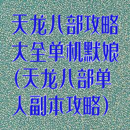 天龙八部攻略大全单机默娘(天龙八部单人副本攻略)