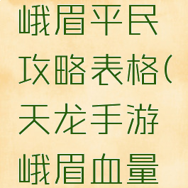 天龙手游峨眉平民攻略表格(天龙手游峨眉血量怎么上去)