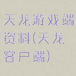 天龙游戏端资料(天龙客户端)
