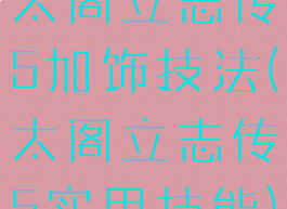 太阁立志传5加饰技法(太阁立志传5实用技能)