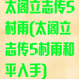 太阁立志传5村雨(太阁立志传5村雨和平入手)