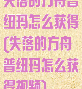 失落的方舟普纽玛怎么获得(失落的方舟普纽玛怎么获得视频)