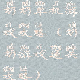 奶奶单机游戏攻略(奶奶游戏通关攻略)