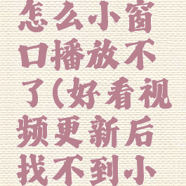 好看视频怎么小窗口播放不了(好看视频更新后找不到小窗口啦)