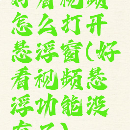 好看视频怎么打开悬浮窗(好看视频悬浮功能没有了)