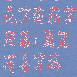 奇天屠龙记手游新手攻略(屠龙传奇手游攻略)