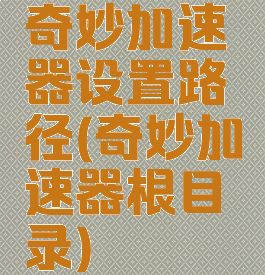 奇妙加速器设置路径(奇妙加速器根目录)