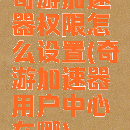 奇游加速器权限怎么设置(奇游加速器用户中心在哪)
