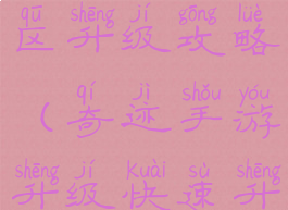 奇迹手游新区升级攻略(奇迹手游升级快速升级)