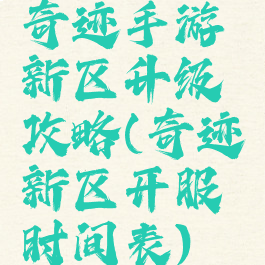 奇迹手游新区升级攻略(奇迹新区开服时间表)