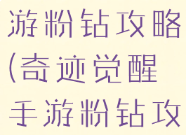 奇迹觉醒手游粉钻攻略(奇迹觉醒手游粉钻攻略大全)