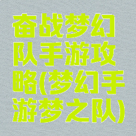 奋战梦幻队手游攻略(梦幻手游梦之队)
