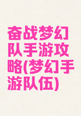 奋战梦幻队手游攻略(梦幻手游队伍)
