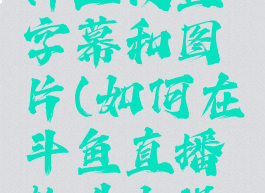 如何在斗鱼直播软件上设置字幕和图片(如何在斗鱼直播软件上设置字幕和图片)