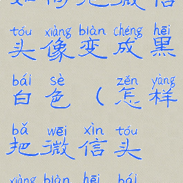 如何把微信头像变成黑白色(怎样把微信头像变黑白)