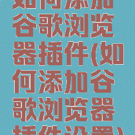 如何添加谷歌浏览器插件(如何添加谷歌浏览器插件设置)