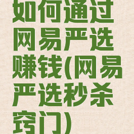 如何通过网易严选赚钱(网易严选秒杀窍门)