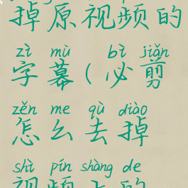 必剪怎么去掉原视频的字幕(必剪怎么去掉视频上的水印文字)