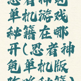 忍者神龟单机游戏秘籍在哪开(忍者神龟单机版攻略秘籍)