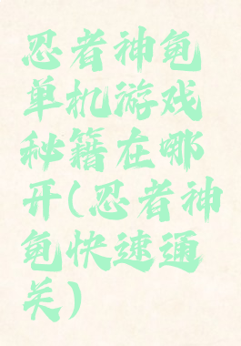 忍者神龟单机游戏秘籍在哪开(忍者神龟快速通关)