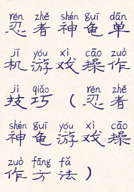 忍者神龟单机游戏操作技巧(忍者神龟游戏操作方法)