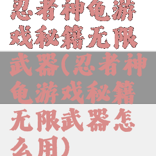 忍者神龟游戏秘籍无限武器(忍者神龟游戏秘籍无限武器怎么用)